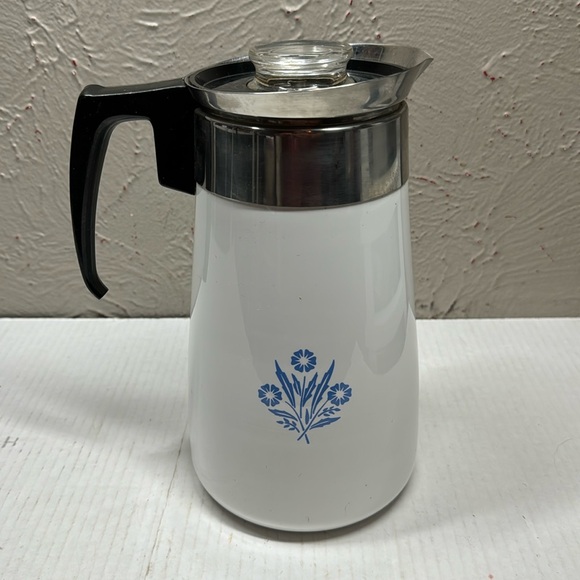 Corning ware blue cornflower cup stove top coffee pot complete